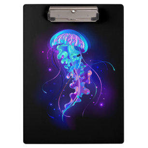 Vibrant Color Glowing Jellyfish Clipboard