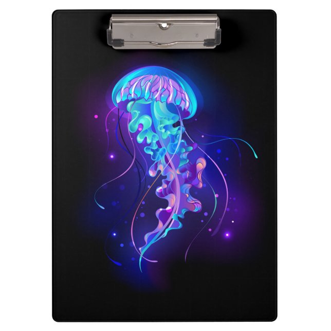 Vibrant Color Glowing Jellyfish Clipboard (Front)