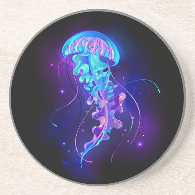Vibrant Color Glowing Jellyfish Coaster (Front)