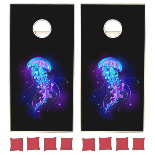 Vibrant Color Glowing Jellyfish Cornhole Set