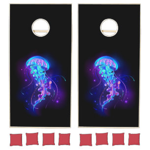 Vibrant Color Glowing Jellyfish Cornhole Set