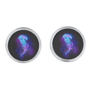 Vibrant Color Glowing Jellyfish Cufflinks