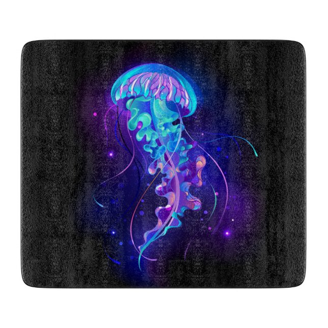 Vibrant Color Glowing Jellyfish Cutting Board (Front)