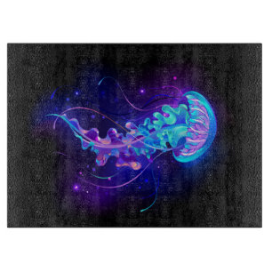 Vibrant Color Glowing Jellyfish Cutting Board