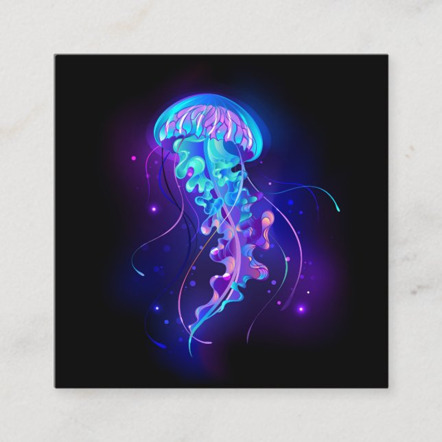 Vibrant Color Glowing Jellyfish Discount Card (Front)