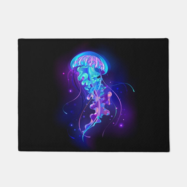 Vibrant Color Glowing Jellyfish Doormat (Front)
