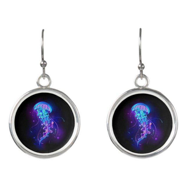 Vibrant Color Glowing Jellyfish Earrings (Front)