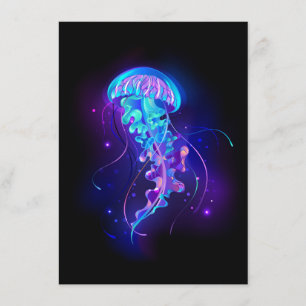 Vibrant Color Glowing Jellyfish Enclosure Card