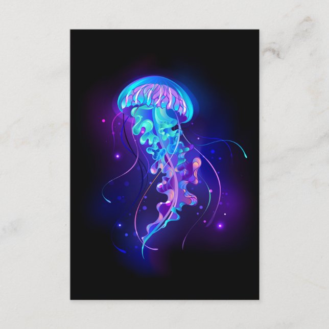 Vibrant Color Glowing Jellyfish Enclosure Card (Front)
