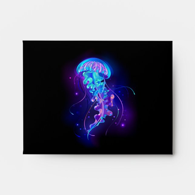 Vibrant Color Glowing Jellyfish Envelope (Front)