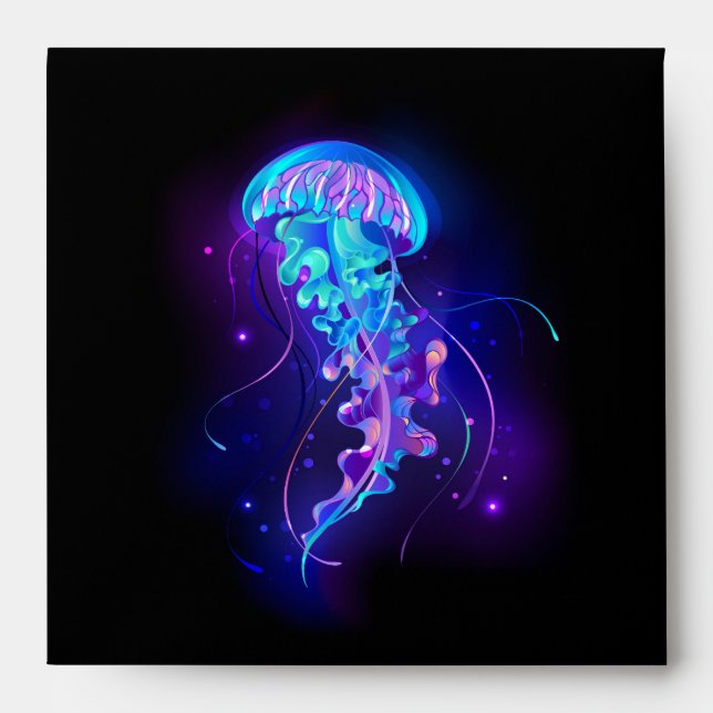 Vibrant Color Glowing Jellyfish Envelope (Front)