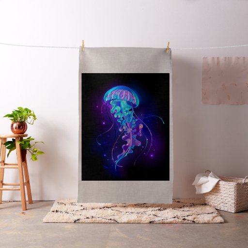 Vibrant Color Glowing Jellyfish Fabric