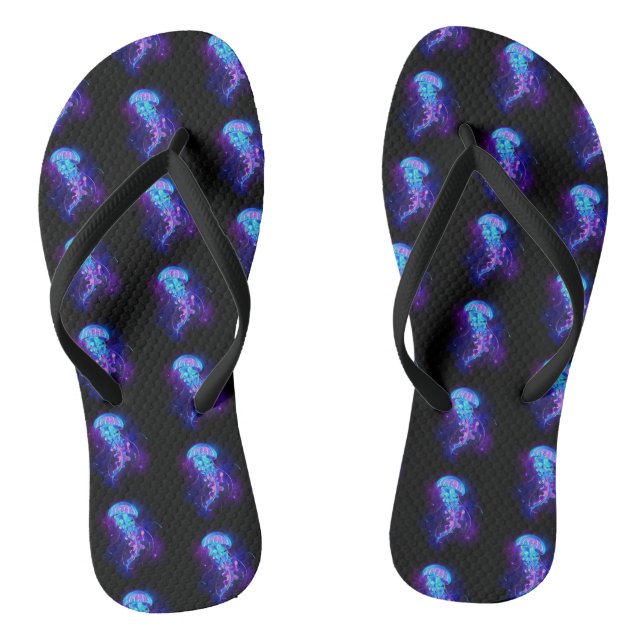 Vibrant Color Glowing Jellyfish Flip Flops (Footbed)