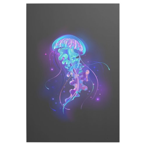 Vibrant Color Glowing Jellyfish Gallery Wrap