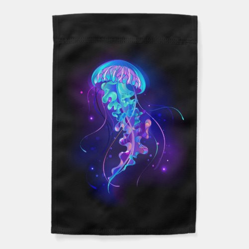 Vibrant Color Glowing Jellyfish Garden Flag