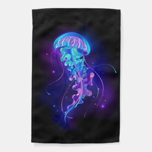 Vibrant Color Glowing Jellyfish Garden Flag