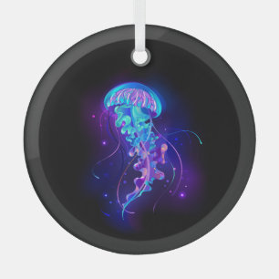 Vibrant Color Glowing Jellyfish Glass Ornament