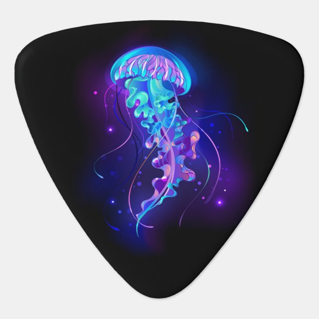 Vibrant Color Glowing Jellyfish Guitar Pick (Front)