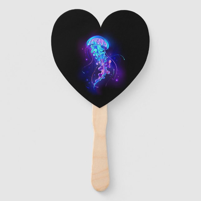 Vibrant Color Glowing Jellyfish Hand Fan (Front)