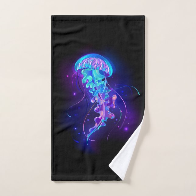Vibrant Color Glowing Jellyfish Hand Towel (Hand Towel)