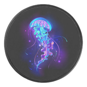 Vibrant Color Glowing Jellyfish Hockey Puck