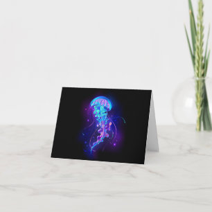 Vibrant Color Glowing Jellyfish Holiday Card