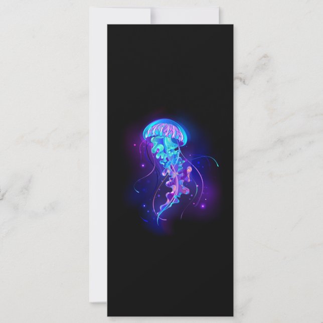 Vibrant Color Glowing Jellyfish Holiday Card (Front)