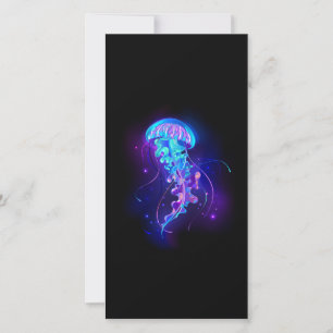 Vibrant Color Glowing Jellyfish Holiday Card