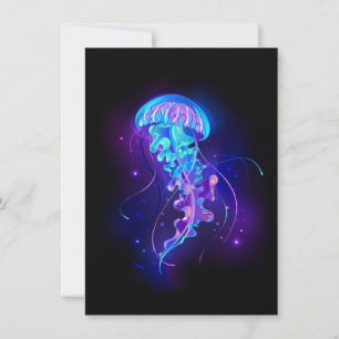 Vibrant Color Glowing Jellyfish Holiday Card