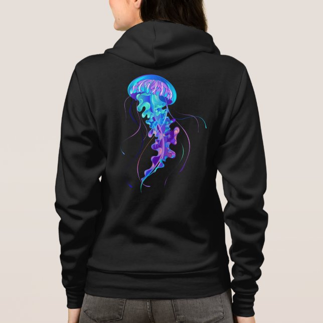 Vibrant Color Glowing Jellyfish Hoodie (Back)