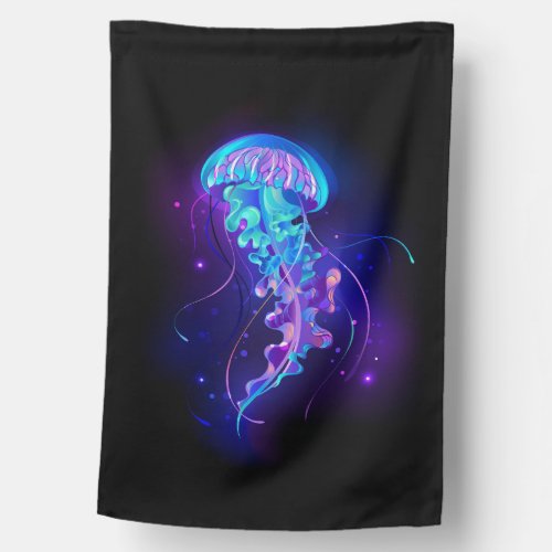 Vibrant Color Glowing Jellyfish House Flag