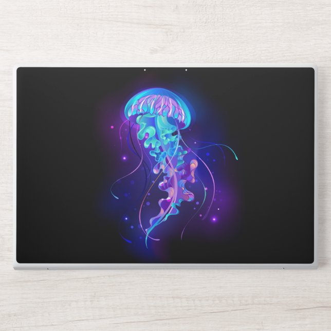 Vibrant Color Glowing Jellyfish HP Laptop Skin (Front)