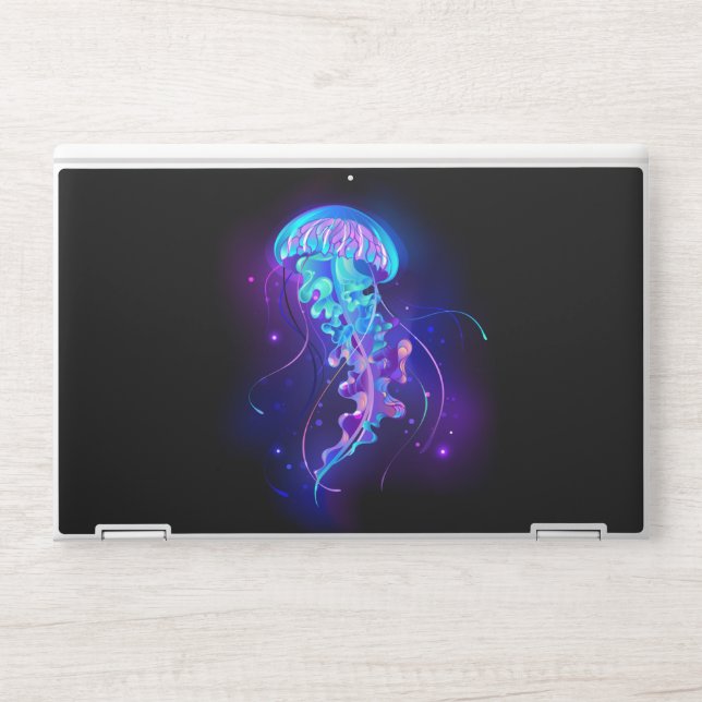Vibrant Color Glowing Jellyfish HP Laptop Skin (Front)