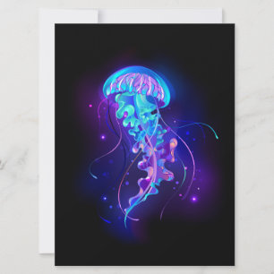 Vibrant Color Glowing Jellyfish Invitation