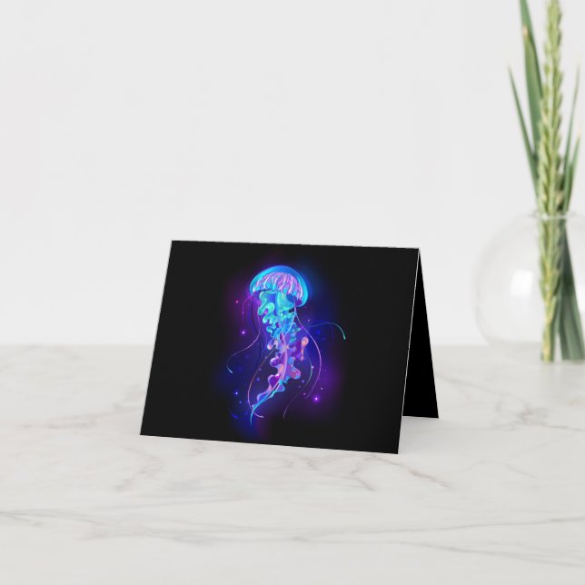 Vibrant Color Glowing Jellyfish Invitation (Front)