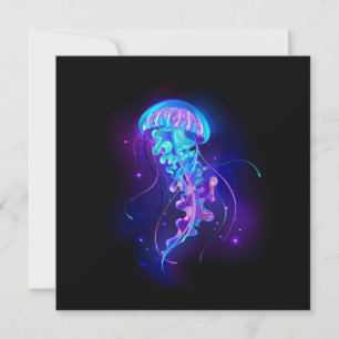 Vibrant Color Glowing Jellyfish Invitation