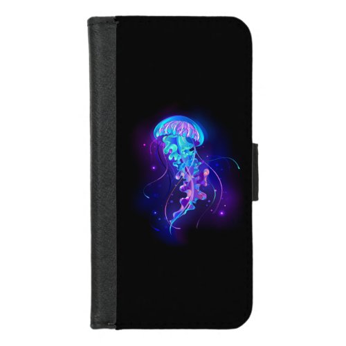 Vibrant Color Glowing Jellyfish iPhone 87 Wallet Case