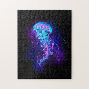 Vibrant Color Glowing Jellyfish Jigsaw Puzzle
