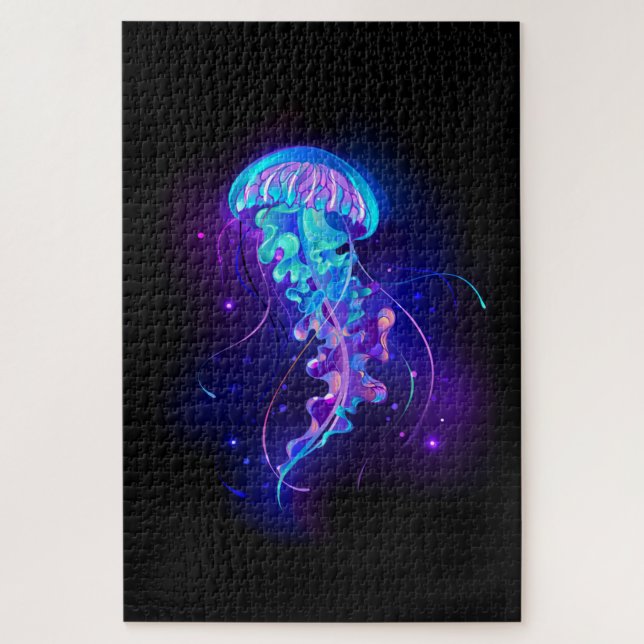 Vibrant Color Glowing Jellyfish Jigsaw Puzzle (Vertical)