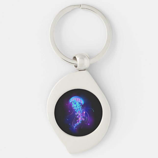 Vibrant Color Glowing Jellyfish Keychain (Front)