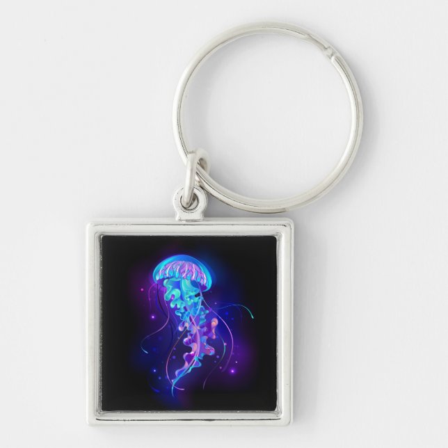 Vibrant Color Glowing Jellyfish Keychain (Front)