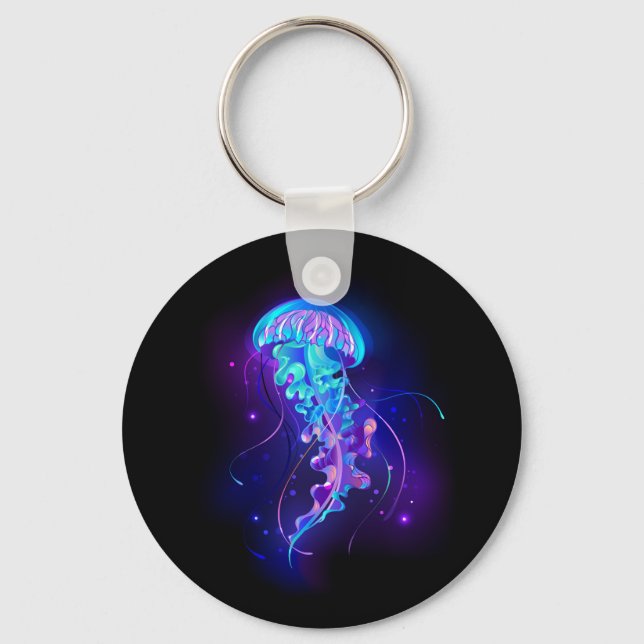 Vibrant Color Glowing Jellyfish Keychain (Front)