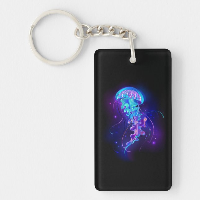Vibrant Color Glowing Jellyfish Keychain (Front)
