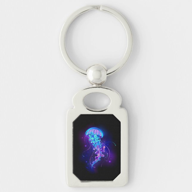 Vibrant Color Glowing Jellyfish Keychain (Front)