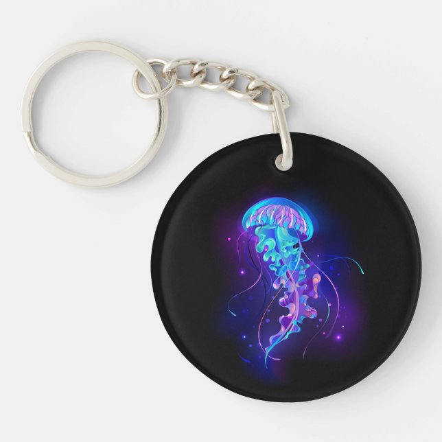 Vibrant Color Glowing Jellyfish Keychain (Front)