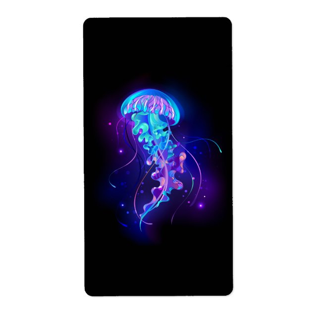 Vibrant Color Glowing Jellyfish Label (Front)