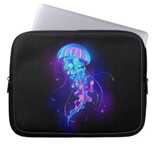 Vibrant Color Glowing Jellyfish Laptop Sleeve