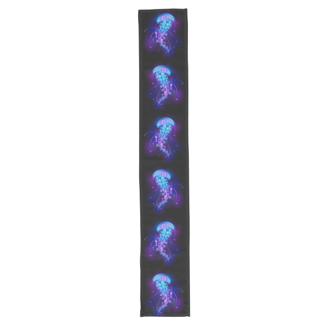 Vibrant Color Glowing Jellyfish Long Table Runner (Front)