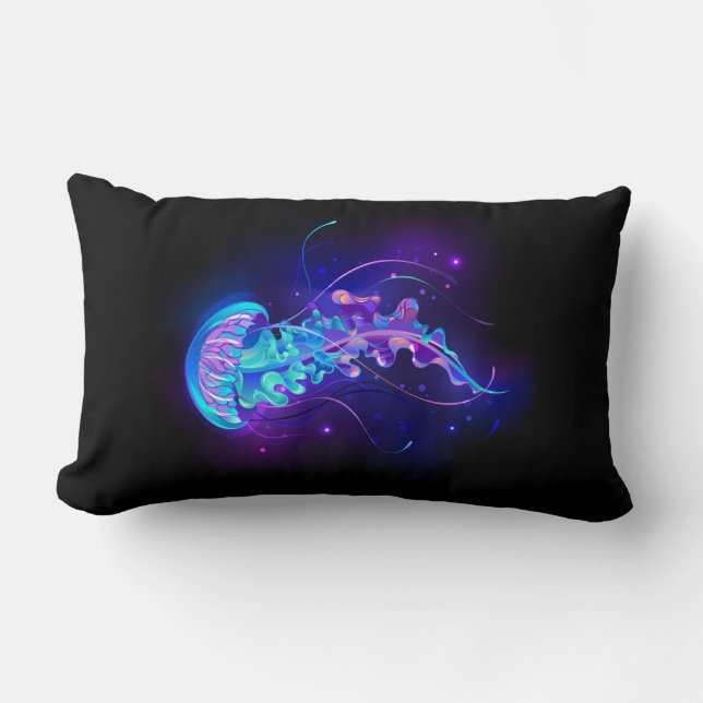 Vibrant Color Glowing Jellyfish Lumbar Pillow (Front)