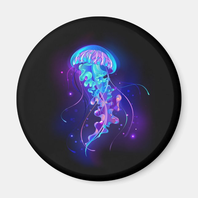 Vibrant Color Glowing Jellyfish Magnet (Front)